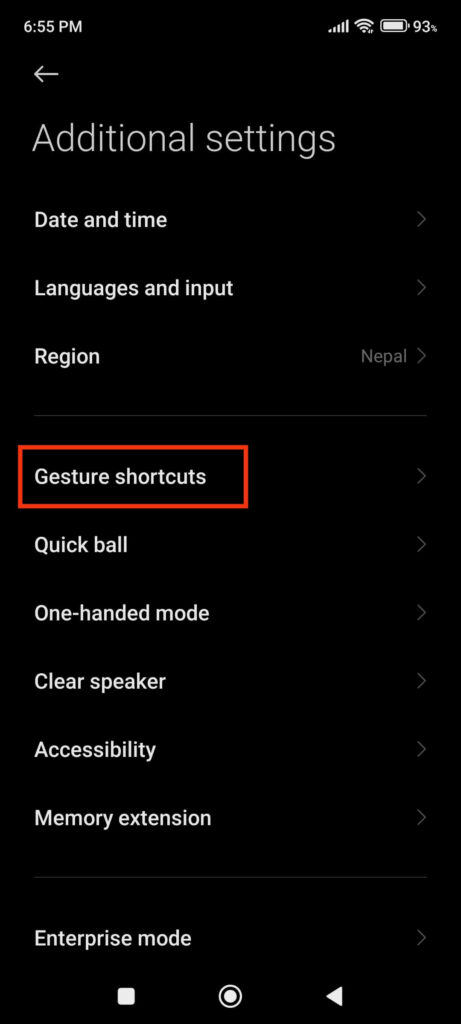 Gesture shortcuts