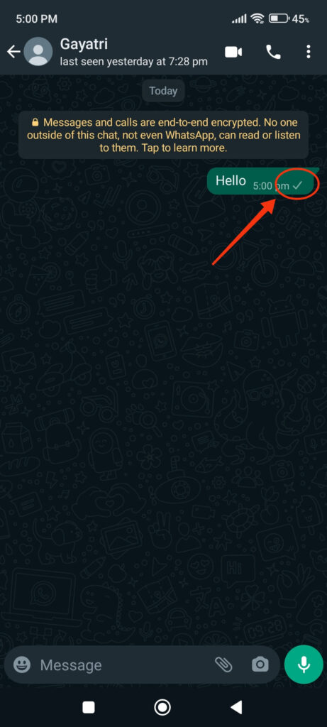 Single tick on Messages