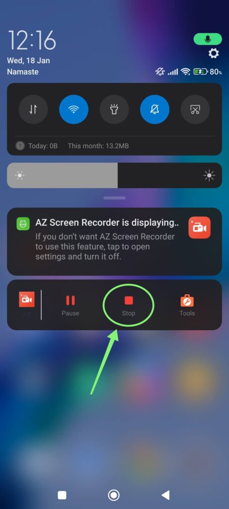 Stop recording screen 