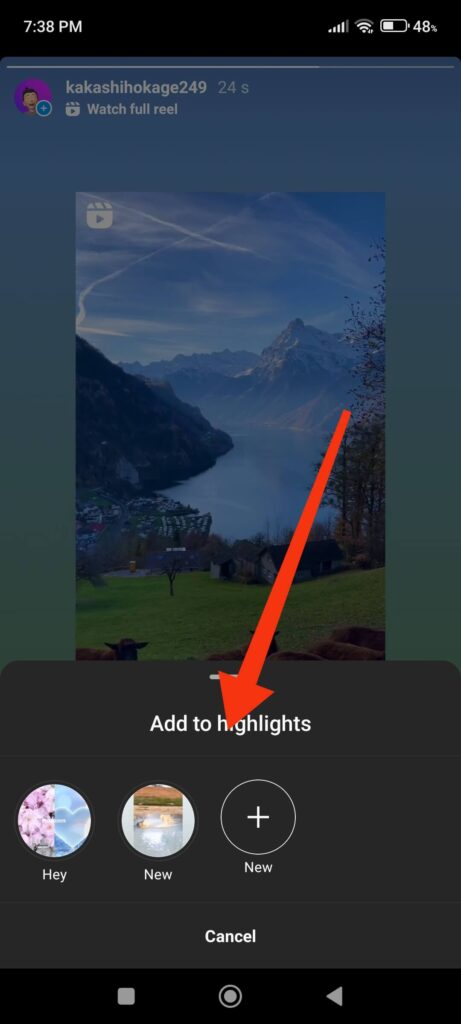 Add new or existing highlight