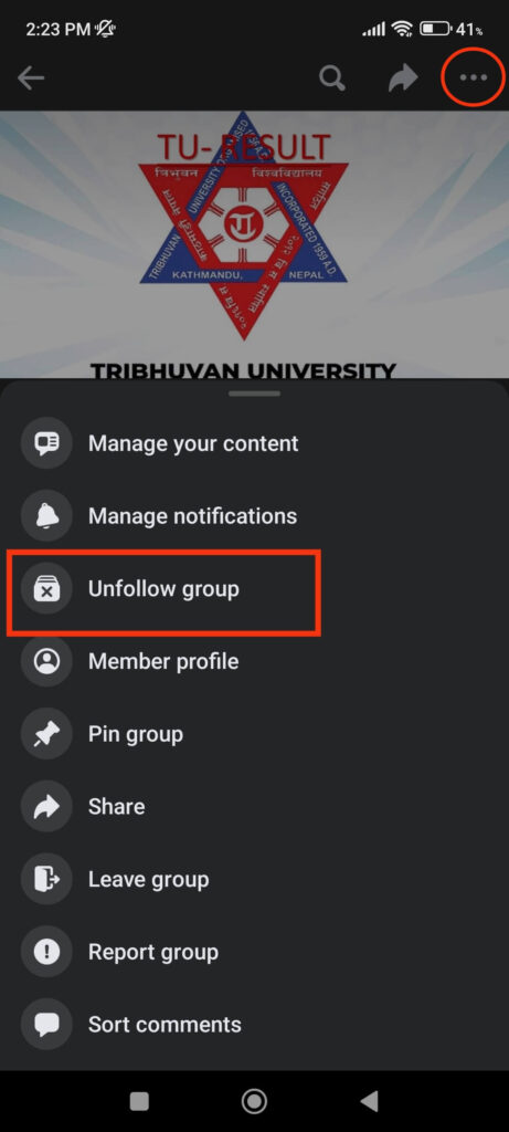 Unfollow group 