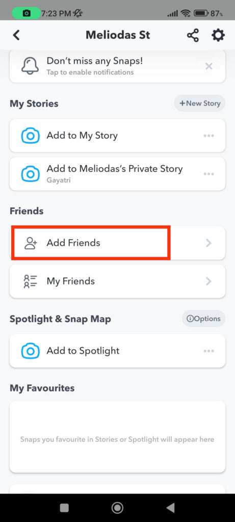 Add friends on Snapchat