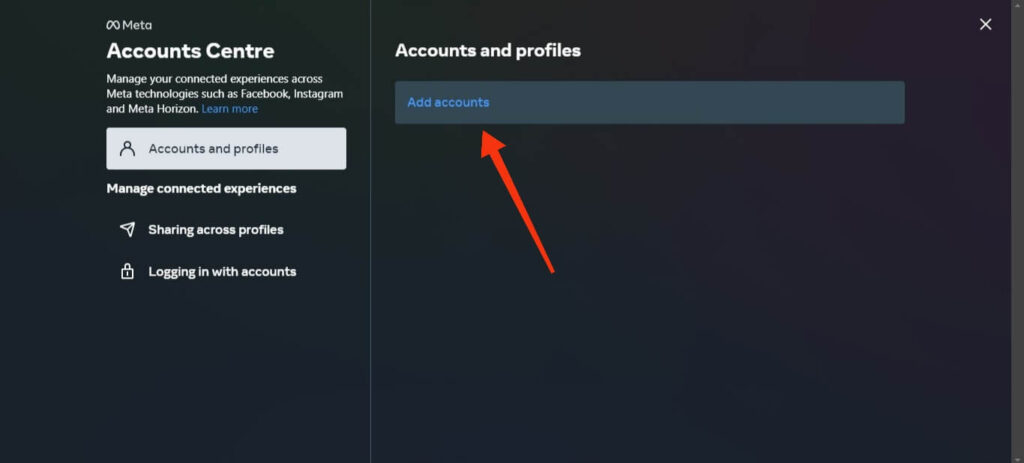Add accounts you want to link