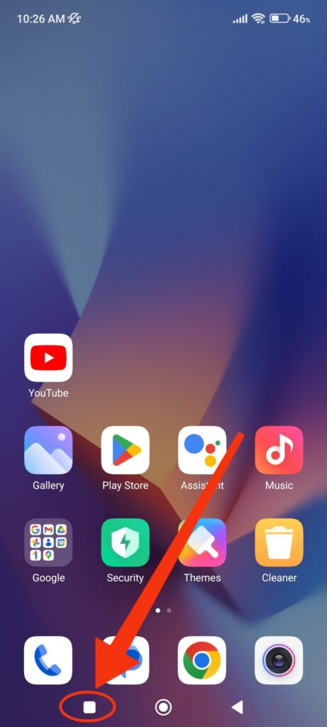Recent menu Android