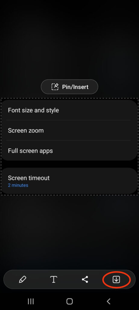 Save partial screenshot on Samsung