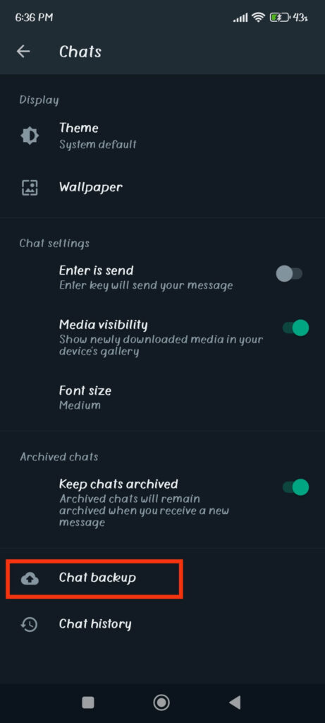 WhatsApp chat backup 