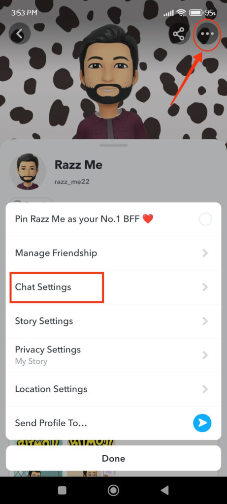 Chat settings on Snapchat
