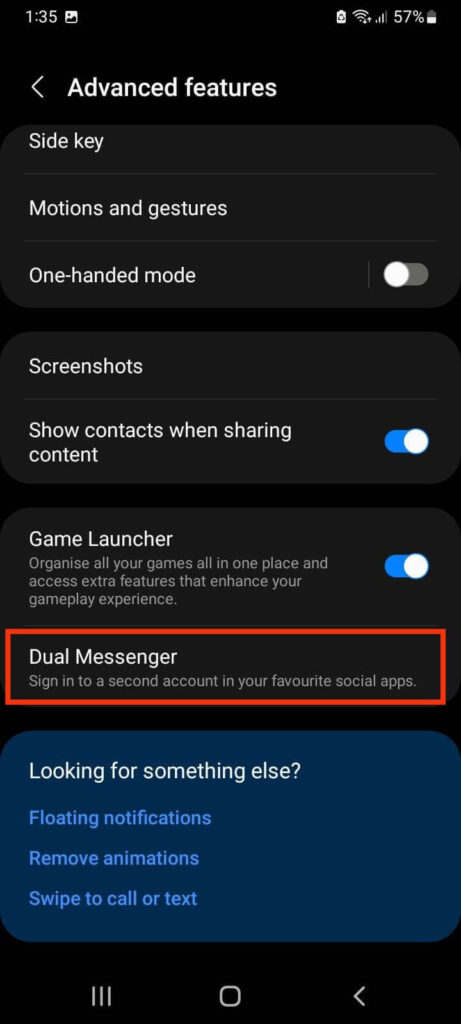 Dual messenger feature on Samsung