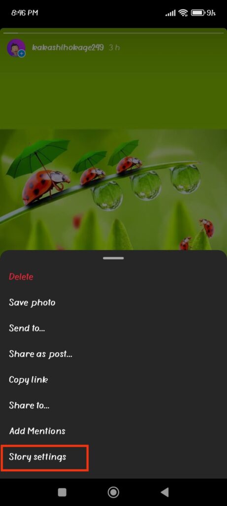 Instagram Story settings