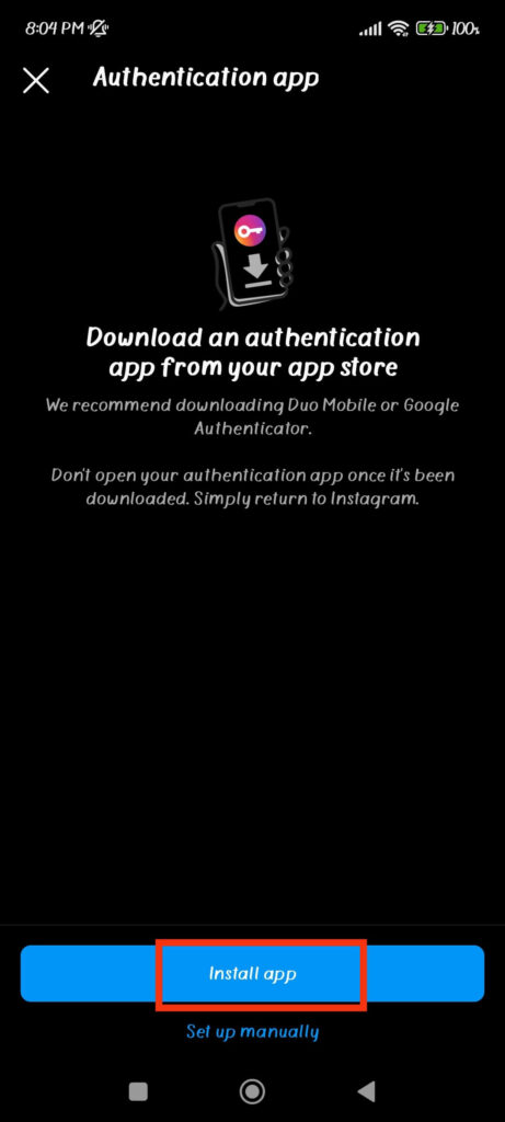 Download and install authentication app 