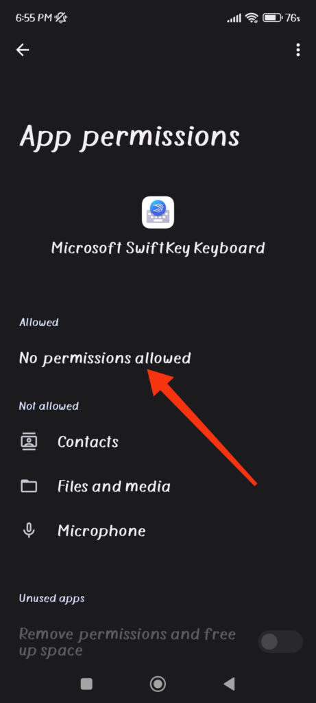 Deny all permission for Keyboard