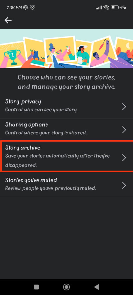 Story Archive settings