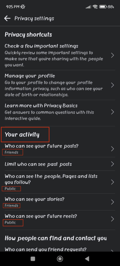 Set your activity on Facebook to Public 