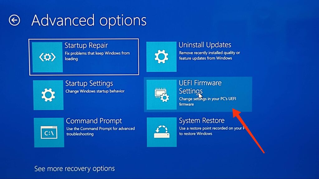 UEFI Firmware Settings, access BIOS Windows 11