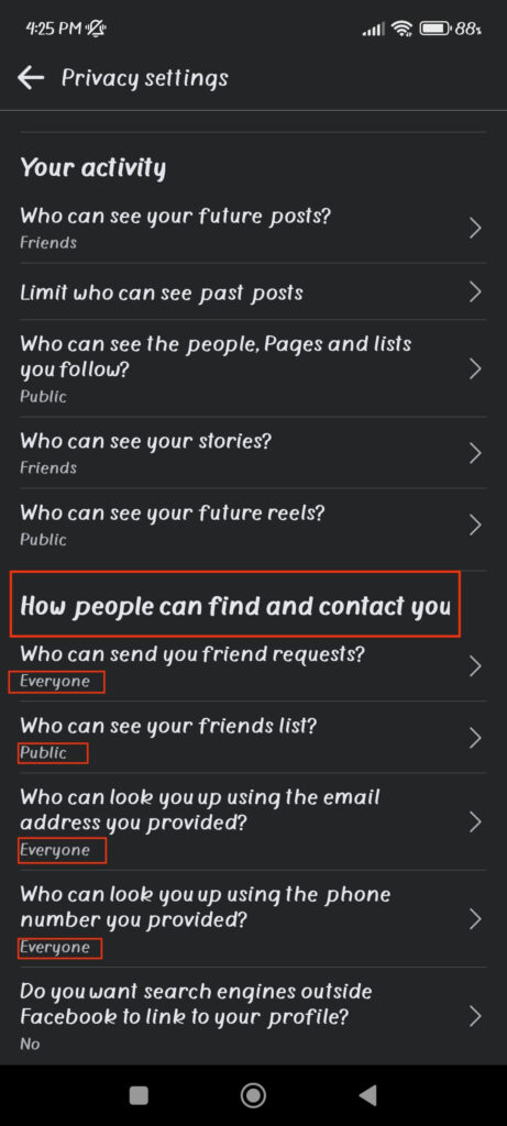 Solve "no one send me friend request" issue by editing privacy