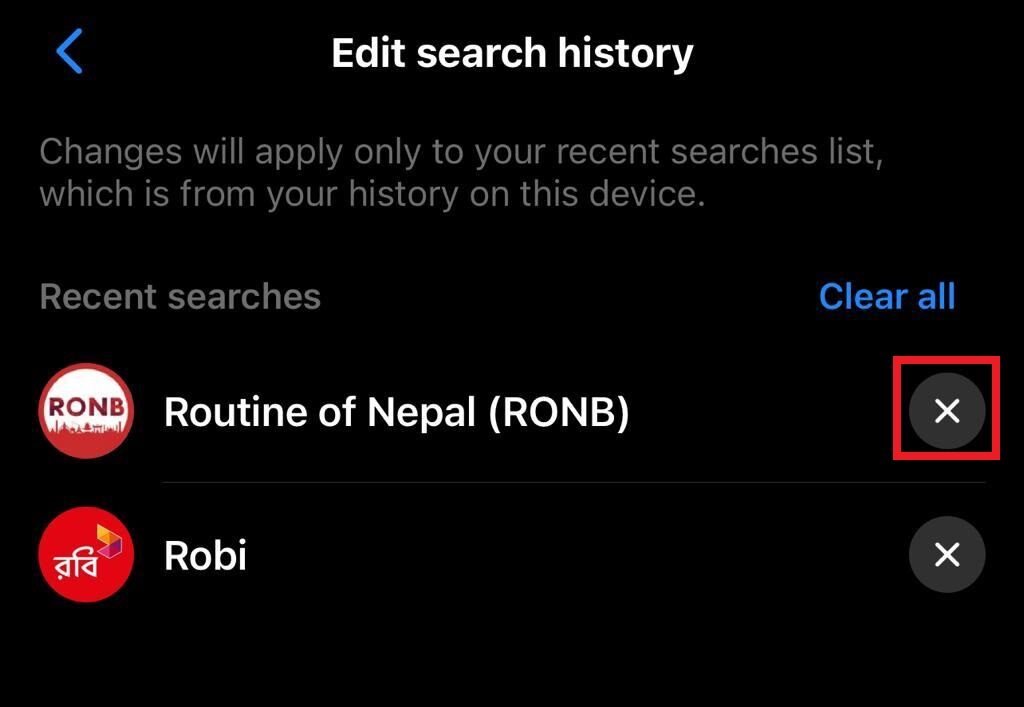 Remove search history