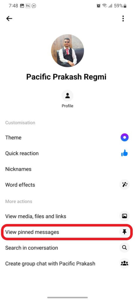 View Pinned Messages on Facebook Messenger