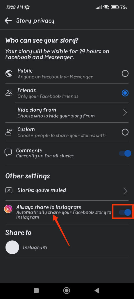 Share FB Story to Instagram 