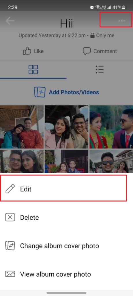 Change Facebook Album Name