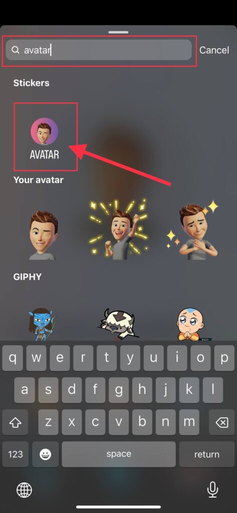 click on avatar for instagram story