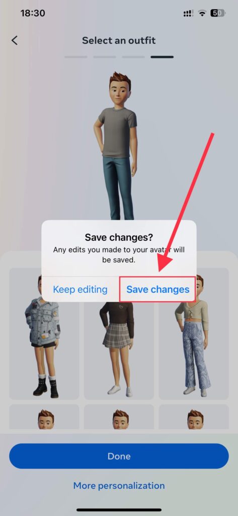 click on save changes to save your settings while creating avatar
