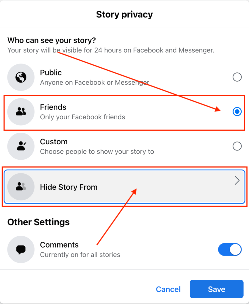 Hide facebook stories from someone