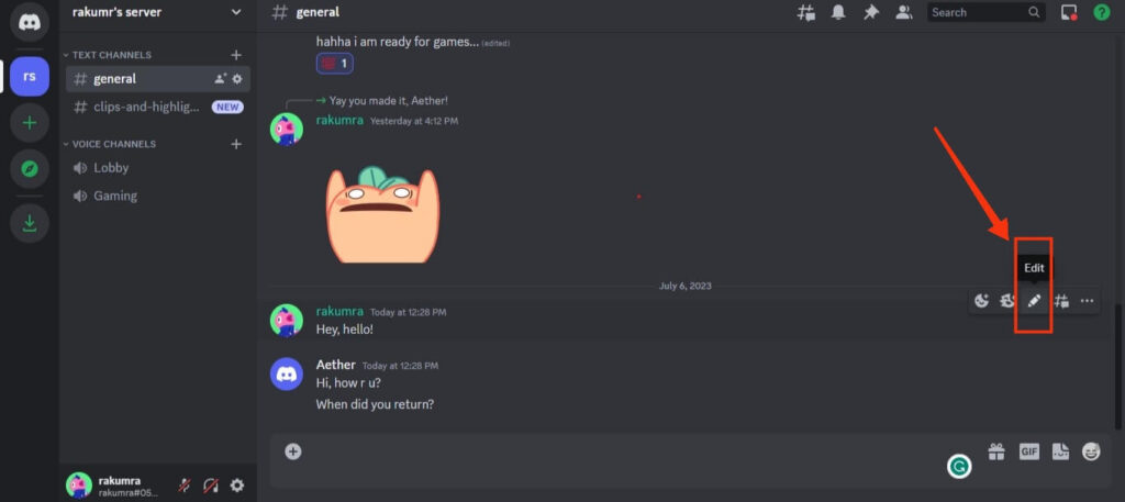 Edit the Discord messages 
