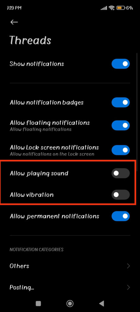 Edit sound and vibration of notification