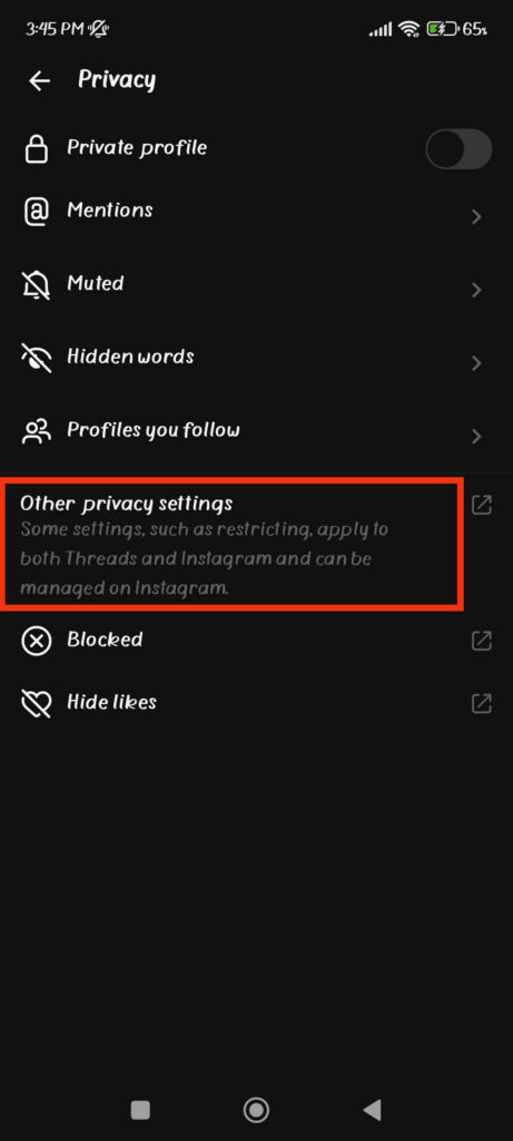 Other privacy settings