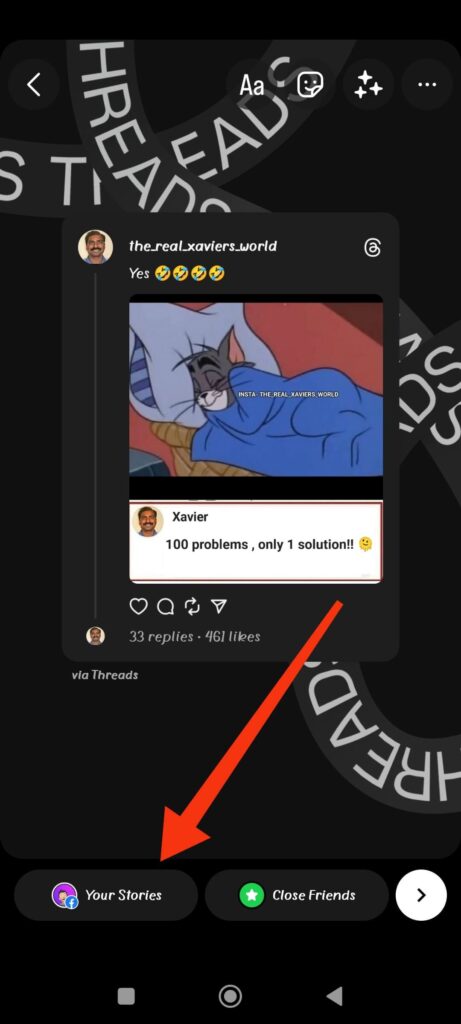 Share Threads post to IG Story