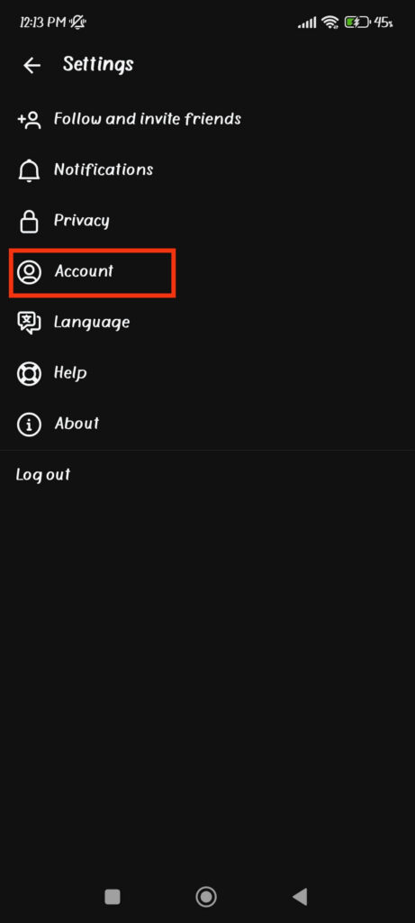 Account settings
