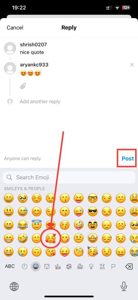 select emojis for your reply to the comment