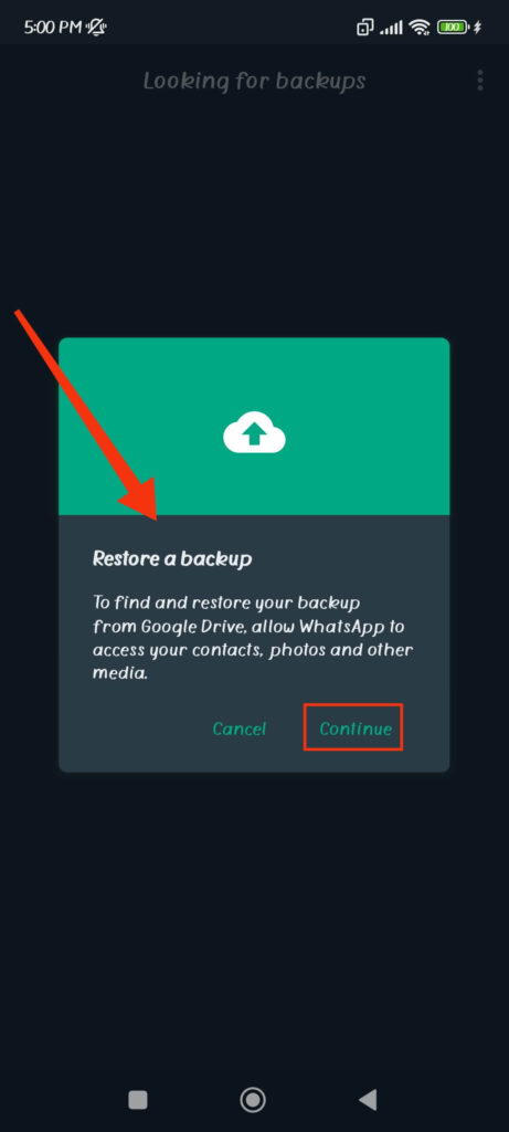 Restore your backup